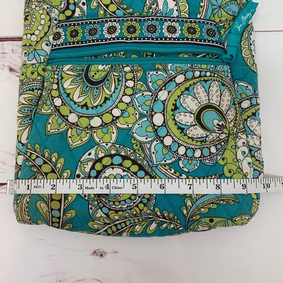 Vera Bradley Crossbody Bag Peacock Pattern Retired 2007 Hipster Teal Green Purse - Picture 15 of 16